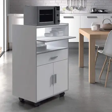 Buy Ripon White and Grey Kitchen Trolley 2 Doors & 1 Drawer from Furnituretta
