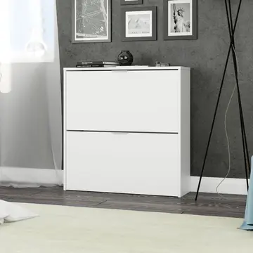 Buy York Matt White 2 Drawer Shoe Cabinet from Furnituretta
