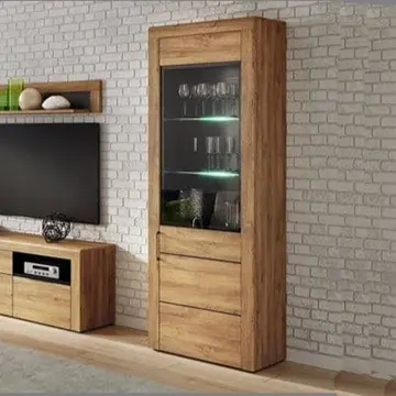 Buy Newry Tall Oak Effect 1 Door Display Cabinet K10 from Furnituretta