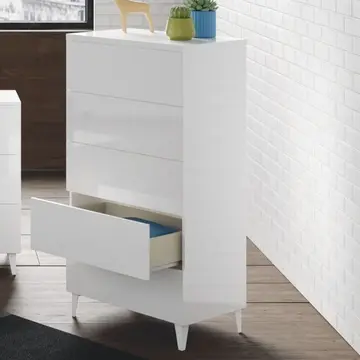 Buy Widnes White Gloss Tall Chest of Drawers from Furnituretta