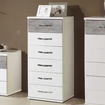 Buy Craven Narrow Chest of Drawers Concrete Grey and White from Furnituretta