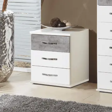 Buy Craven 3 Drawer Bedside Cabinet Concrete Grey and White from Furnituretta