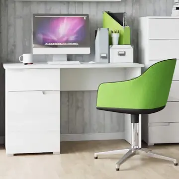 Buy Malton Computer Desk with Drawer and Storage Cupboard White Gloss from Furnituretta
