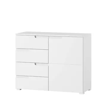 Buy Malton Narrow Sideboard Cabinet with 1 Door and 4 Drawers White High Gloss from Furnituretta