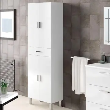 Buy Mole Tall Bathroom Cupboard White Gloss from Furnituretta