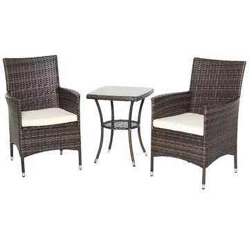 Buy Outsunny Garden Outdoor Rattan Furniture Bistro Set 3 PCs Patio Weave Companion Chair Table Set Conservatory (Brown) from Furnituretta