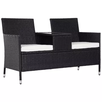 Buy Outsunny Garden Rattan 2 Seater Companion Seat Wicker Love Seat Weave Partner Bench  Cushions Patio Outdoor Furniture (Black) from Furnituretta