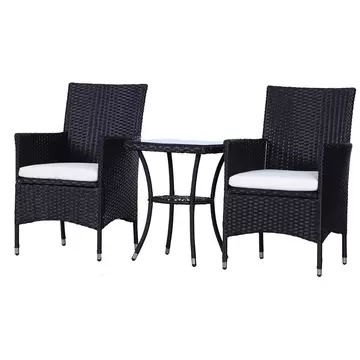 Buy Outsunny Garden Outdoor Rattan Furniture Bistro Set 3 PCs Patio Weave Companion Chair Table Set Conservatory (Black) from Furnituretta
