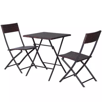 Buy Outsunny PE Rattan Garden Furniture 2 Seater Patio Rattan Bistro Set Folding for 2 Outdoor Square Table and Chair Set (Brown) from Furnituretta