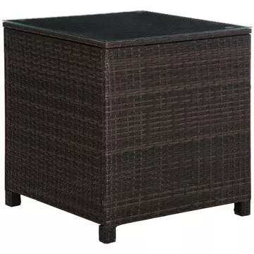 Buy Outsunny Rattan Garden Furniture Side Table Patio Frame Tempered Glass New (Brown) from Furnituretta