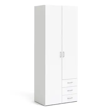 Buy Space Wardrobe 2 Doors 3 Drawers in White 2000 from Furnituretta