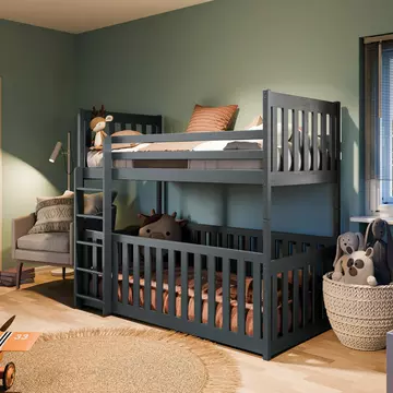 Buy Wooden Bunk Bed Cris with Cot Bed, Colour: Graphite, Mattresses: Without Mattresses from Furnituretta