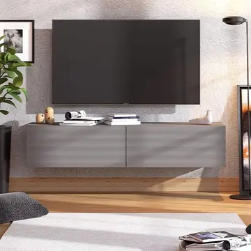 Buy Andover Graphite Grey Wall Mounted Floating Wide Large TV Unit from Furnituretta