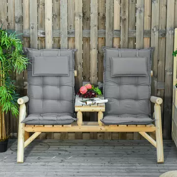 Buy Outsunny Set of 2 Outdoor Chair Cushions, High Back Padded Patio Chair with Pillow for Indoor and Outdoor Use,20L x 50W x 9D cm Dark Grey from Furnituretta