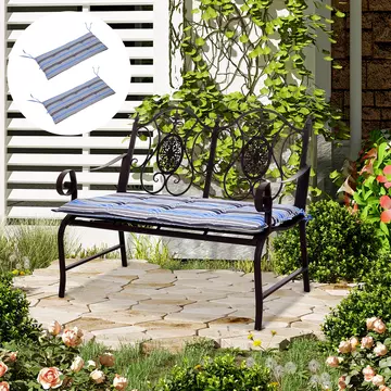 Buy Outsunny Set of 2 Outdoor Garden Patio 2-3 Seater Bench Swing Chair Cushion Seat Pad Mat Replacement 120L x 50W x 5T cm - Blue Stripes from Furnituretta
