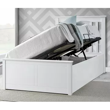 Buy Francis White Wooden Ottoman Bed Frame Single, Colour: White, Size: Single (3ft), Width: 106.9 from Furnituretta