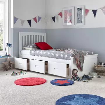 Buy Quest White Wooden 3-Drawer Bed | Elegant Single Bed with Storage, Colour: White, Size: Single (3ft), Width: 102.6 from Furnituretta