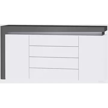 Buy Devizes 2 Door 4 Drawer Sideboard Cabinet with Lights Grey and White Gloss from Furnituretta