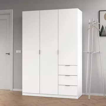 Buy Forfar Compact Wardrobe 3 Door & 3 Drawer White, Colour: White from Furnituretta