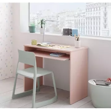 Buy Eton Pink Small Computer Desk with Keyboard Pullout Tray from Furnituretta