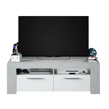 Buy Ramsey White Gloss and Grey TV Cabinet Entertainment Unit from Furnituretta