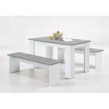 Buy Austel White & Concrete Grey Dining Table With Bench Seats from Furnituretta