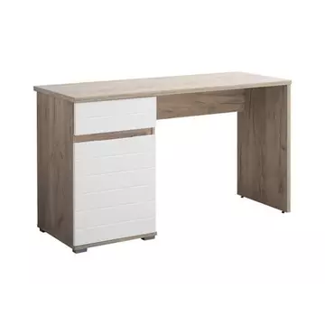 Buy Gretna Computer Desk with Drawer and Cupboard Oak and White Gloss from Furnituretta