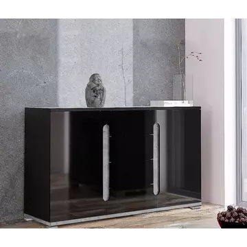 Buy Dunbar Sideboard Cabinet 2 Door & 4 Drawer Black High Gloss and Grey, Colour: Black from Furnituretta