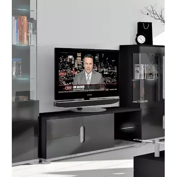 Buy Dunbar TV Unit with Lights Black High Gloss and Grey, Colour: Black from Furnituretta