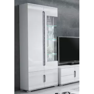 Buy Dunbar 1 Glass Door Display Cabinet White High Gloss and Grey, Colour: White from Furnituretta