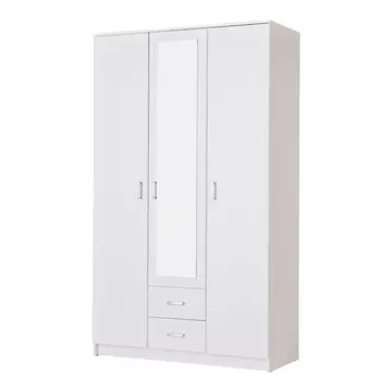 Buy Alness 3 Door 2 Drawer Mirrored Wardrobe White from Furnituretta