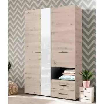 Buy Kinross Modern 3 Doors and 2 Drawers Wardrobe Grey Oak, Colour: Oak from Furnituretta