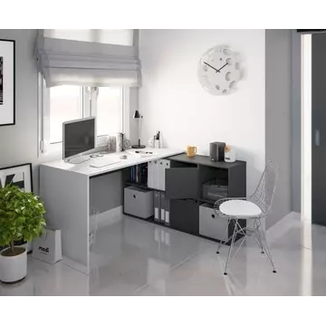 Buy Voe Reversible Large Corner Computer Desk with Storage White and Grey from Furnituretta