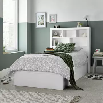 Buy Oscar White Wooden Ottoman Storage Bed Single from Furnituretta