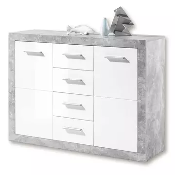 Buy Sefron Sideboard Cabinet 2 Door 4 Drawers Grey and White Gloss from Furnituretta