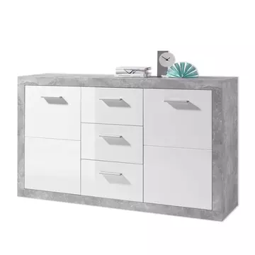 Buy Sefron Large Sideboard Cabinet 2 Door and 3 Drawers Grey and White Gloss from Furnituretta