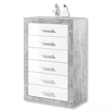 Buy Sefron 6 Drawers Tallboy Chest of Drawers Grey and White Gloss from Furnituretta