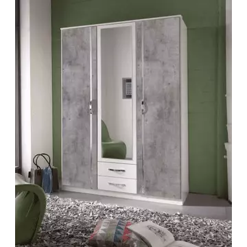 Buy Craven 3 Door and 2 Drawer German Wardrobe Concrete Grey and White from Furnituretta
