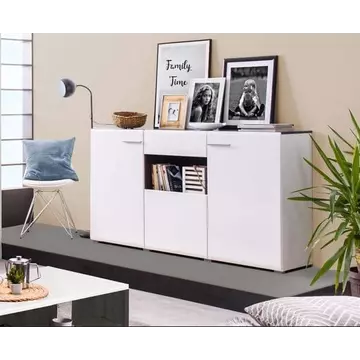 Buy Talbot Large Tall Wide Sideboard Cabinet Storage Unit in White Gloss and Black from Furnituretta