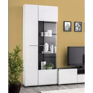 Buy Talbot Modern Tall Wide 2 Door Showcase Display Cabinet in White Gloss from Furnituretta