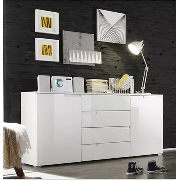 Buy Malton Wide Sideboard Cabinet White High Gloss from Furnituretta