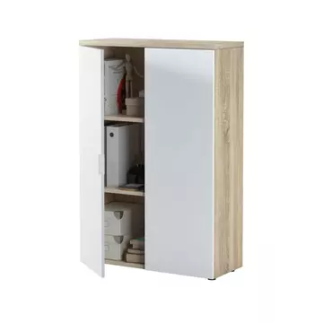 Buy Corby Office Storage Cupboard Oak and White from Furnituretta