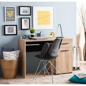 Buy Rugby Computer Desk with 1 Drawer and Cupboard Sonoma Oak Effect and Black from Furnituretta