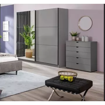 Buy Crewe Large Sliding Door Wardrobe with Mirror Grey 220cm, Colour: Grey from Furnituretta