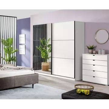 Buy Crewe Large Sliding Door Wardrobe with Mirror White 220cm, Colour: White from Furnituretta