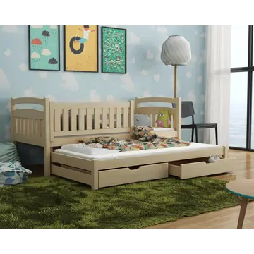 Buy Wooden Bed Galaxy with Trundle and Storage, Colour: Pine, Mattresses: Without Mattresses from Furnituretta