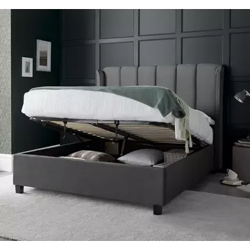 Buy Aurora Grey Velvet Ottoman Bed King Size, Colour: Grey, Size: King (5ft), Item Width: 173 from Furnituretta
