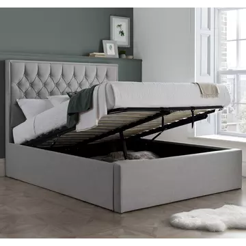 Buy Wilson Grey Fabric Ottoman Bed, Colour: Grey, Size: Double (4ft6), Item Width: 145 from Furnituretta