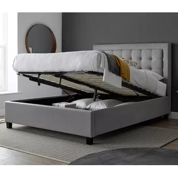 Buy Brandon Grey Fabric Ottoman Bed Double, Colour: Grey, Size: Double (4ft6), Width: 141.5 from Furnituretta
