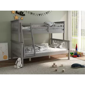 Buy Carra Grey Triple Sleeper Bunk Bed, Colour: Grey, Size: Single (3ft) / Small Double (4ft), Width: 141 from Furnituretta